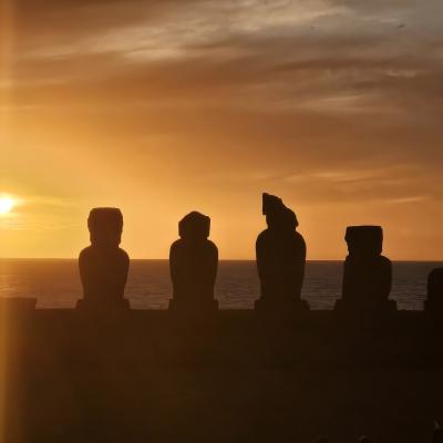 Ilha De Pascoa Por Do Sol Em Tahai